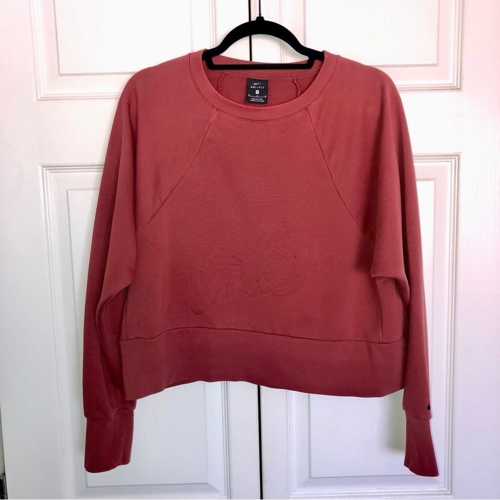 Maroon Nike Embossed Crop Sweatshirt Size M